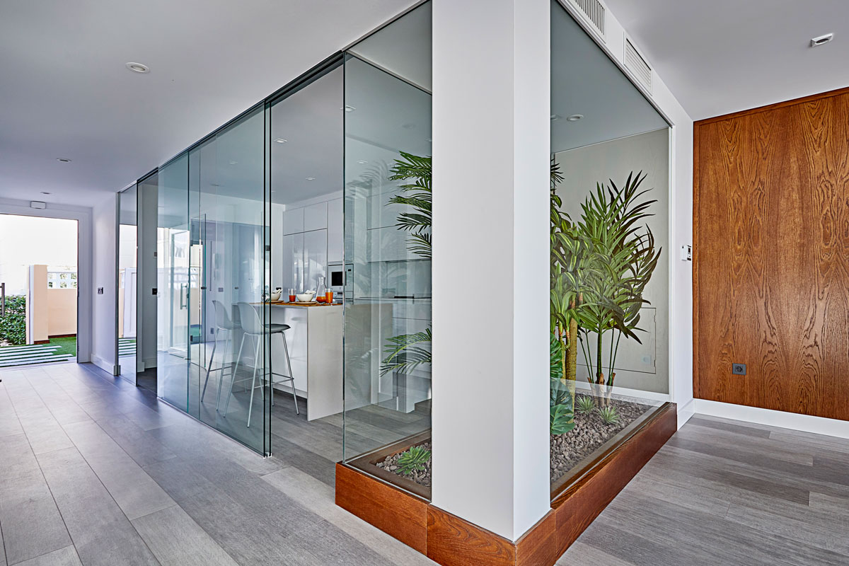 cocina acristalada de casa plex